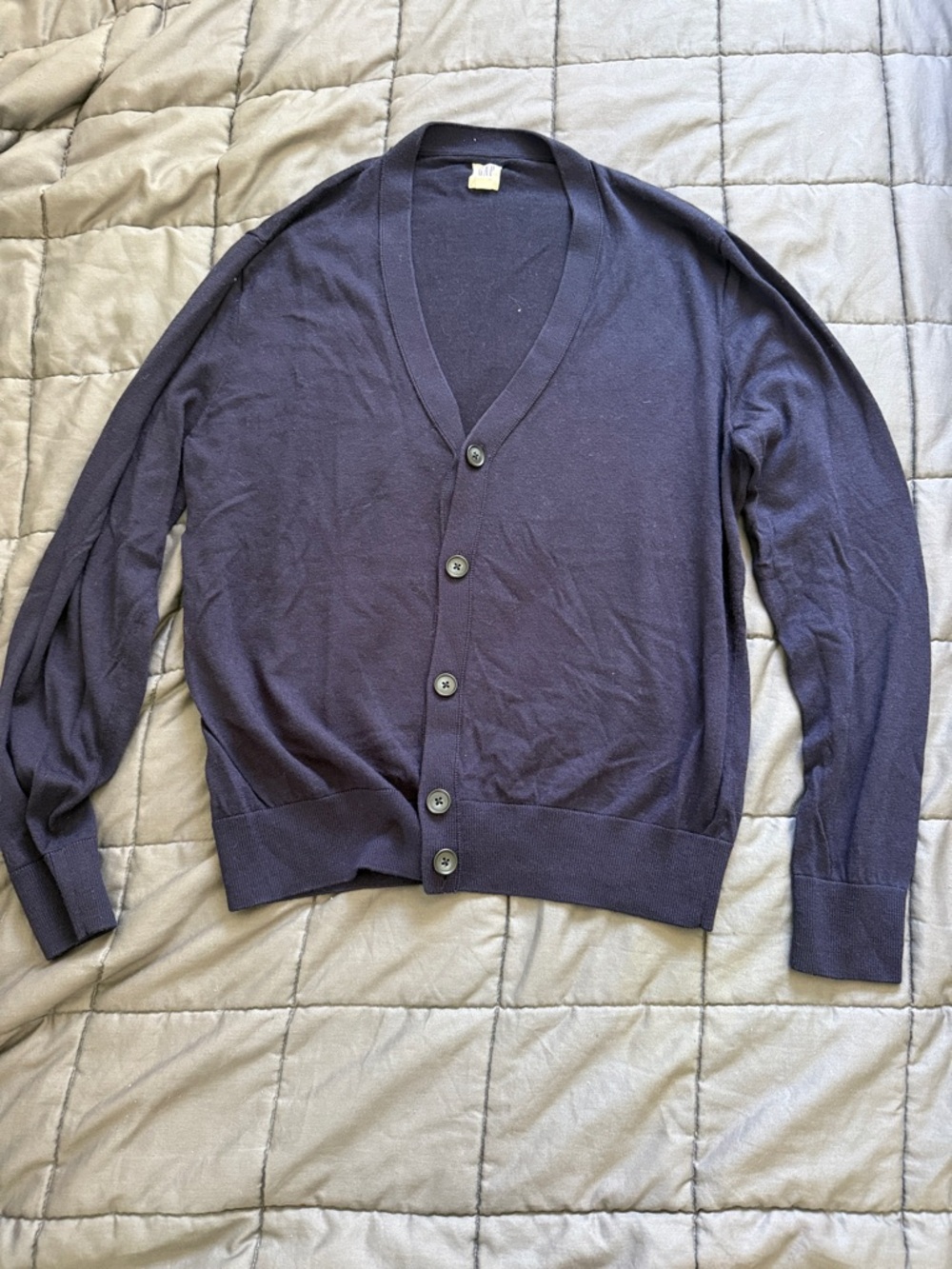 GAP Men's Dark Navy Button-Up V-Neck Cardigan